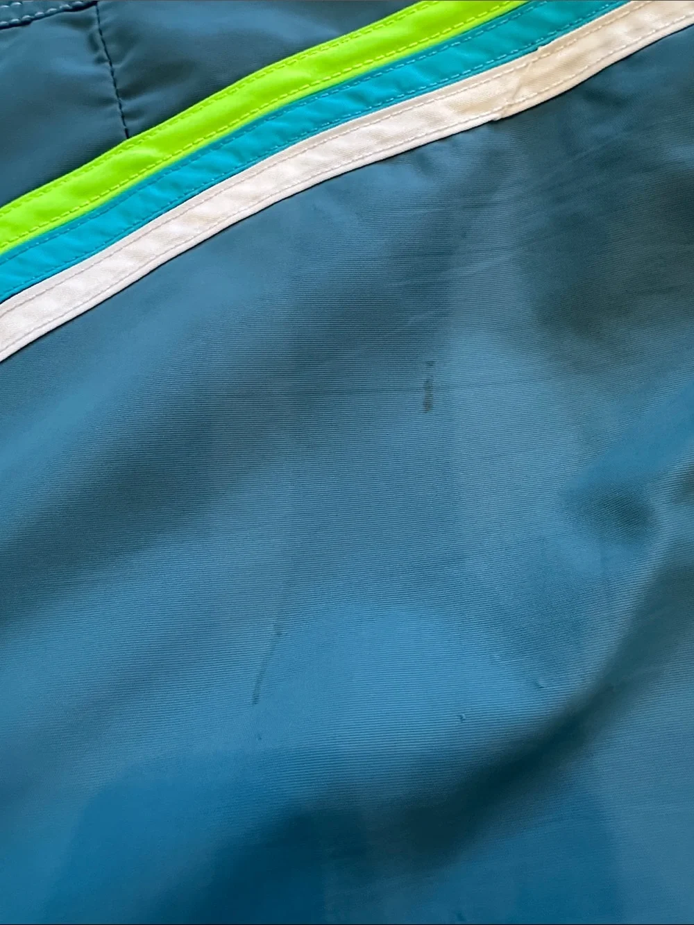 Sundek Teal Swim Trunks with Lime & White Stripes